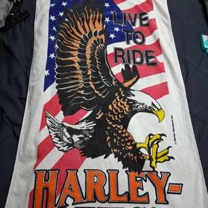 Harley-Davidson Patriotic Eagle Bath Towel - Red, White, Blue, Black, Orange